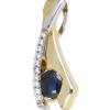 Anhänger 6,9x18,9mm mit Safir Saphir blau & 10 Zirkonia 333 Gold Gelbgold