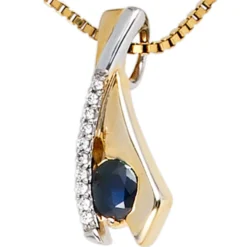 Anhänger 6,9x18,9mm mit Safir Saphir blau & 10 Zirkonia 333 Gold Gelbgold