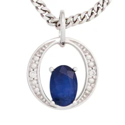 Anhänger 10,4x14,5mm mit Saphir & 2 Brillanten 0.01Ct 585 Gold Weißgold