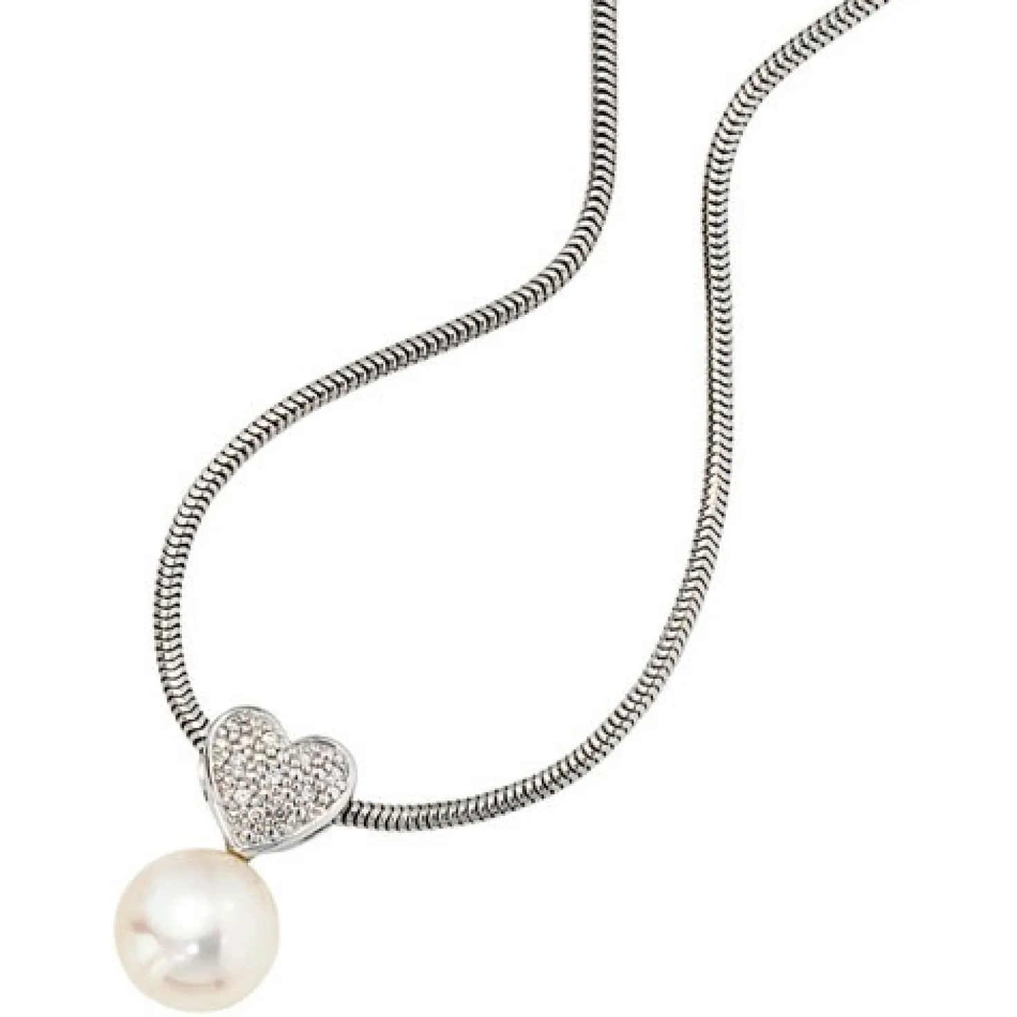 Anhänger 8,5x16,1mm mit Süßwasserperle & 10 Diamanten 0.04Ct 585 Weißgold