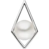 Anhänger 13,3x25mm mit Süßwasser-Perle im Rhombus 585 Gold Weißgold schlicht