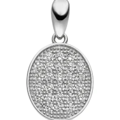 Anhänger 10,7x14,7mm mit vielen weißen Zirkonia oval 925 Silber Silberanhänger