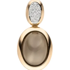 Anhänger 12,4x25,7mm Mondstein-Cabochon 16 Diamanten 0.08Ct 585 Rotgold