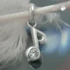 Anhänger 11,5x7mm Musiknote Achtelnote mit Zirkonia echtes 925 Silber Damen