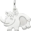 Anhänger 15,8x12,3mm Nashorn aus echtem 925 Silber rhodiniert Kinderanhänger
