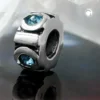 Anhänger 10x5mm Perle-bead mit Glas Kristall aqua blau 925 Silber Damen