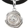 Anhänger 12,8x15mm Rose aus 925 Silber rhodiniert teilmattiert Damen