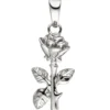 Anhänger 9,9x19,5mm Rose mit Blättern Blume 925 Silber rhodiniert Damen