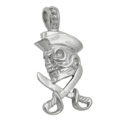 Anhänger 25x12mm Schädel Totenkopf mit Piratenhut aus echtem 925 Silber