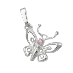 Anhänger 14x13mm Schmetterling aus 925 Silber mit pink Zirkonia Damen