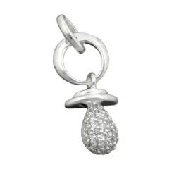 Anhänger 19x9mm Schnuller Nuckel mit Zirkonia 925 Silber Kettenanhänger Damen