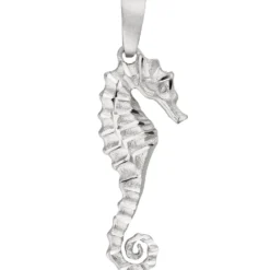 Anhänger 11x28,5mm Seepferdchen 3D-geformt aus 925 Silber teilmattiert