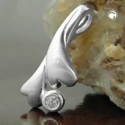 Anhänger 16,3x7mm Silberanhänger 2 Herzen Zirkonia matt 925 Silber Damen