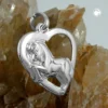 Anhänger 14x13mm Silberanhänger Herz mit Pferd aus echtem 925 Silber Damen