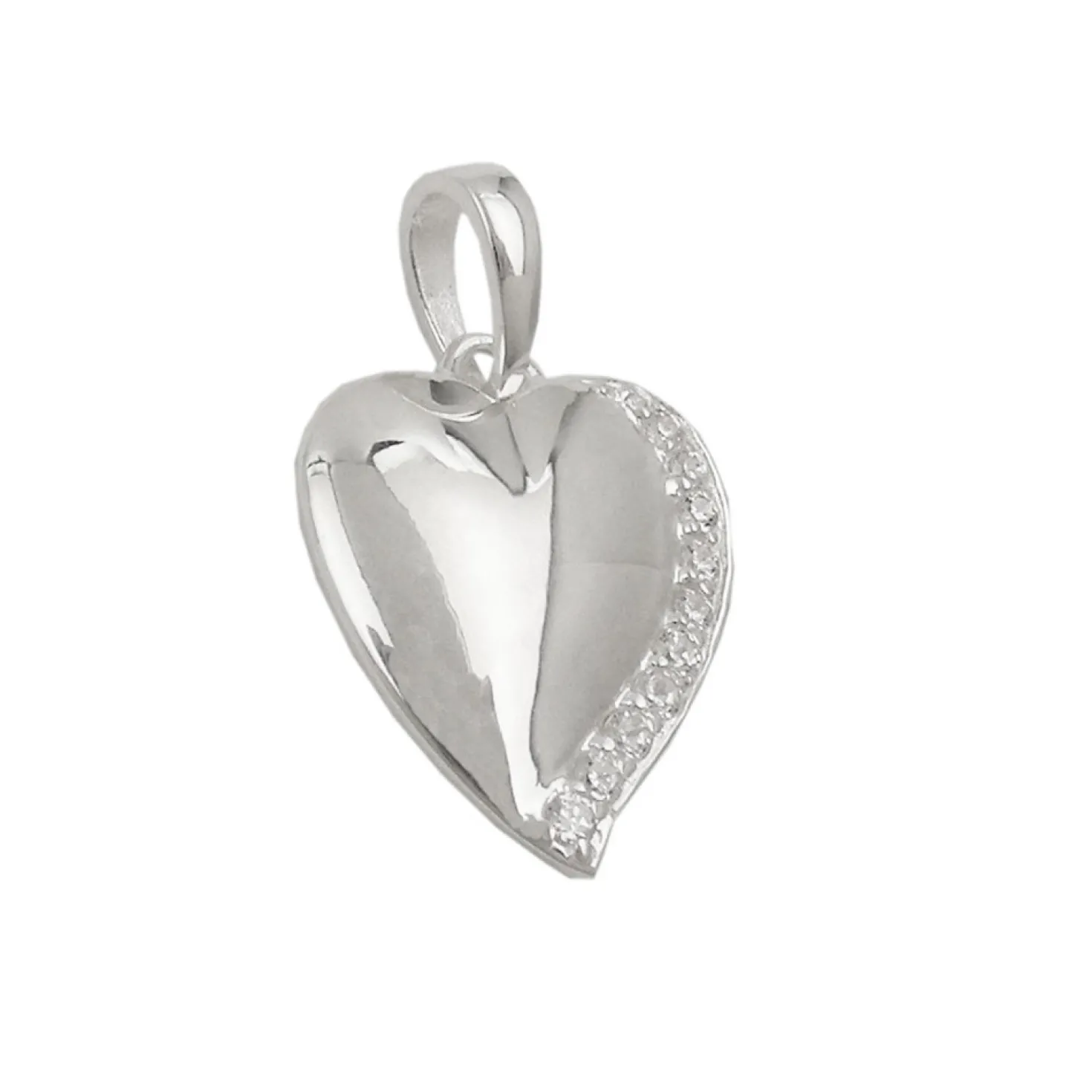 Anhänger 16x14mm Silberanhänger Herz mit weißen Zirkonia 925 Silber Damen