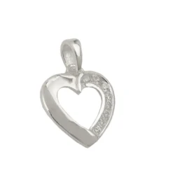 Anhänger 14x14mm Silberanhänger Herz weiße Zirkonia am Rand 925 Silber Damen