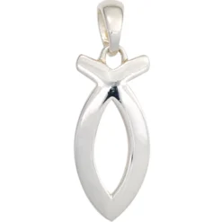 Anhänger 7,7x17,7mm Silberanhänger Ichthys Fisch Symol 925 Silber glänzend Damen
