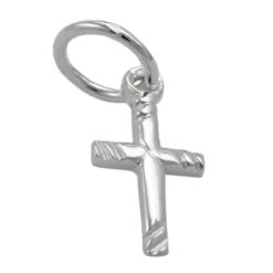 Anhänger 12x6mm Silberanhänger kleines Kreuz mit Streifen 925 Silber Damen