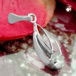 Anhänger 17x8mm Silberanhänger mit Zirkonia weiß 925 Sterlingsilber Damen