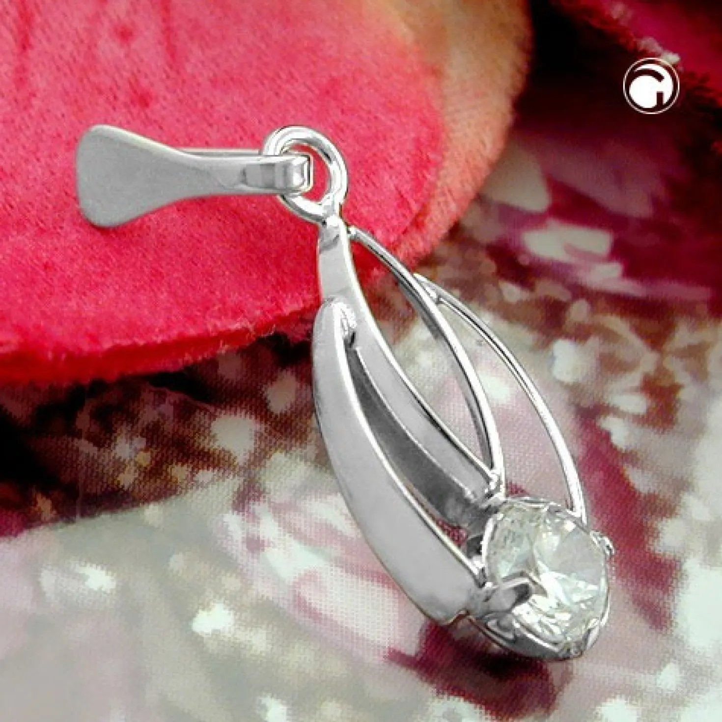Anhänger 17x8mm Silberanhänger mit Zirkonia weiß 925 Sterlingsilber Damen