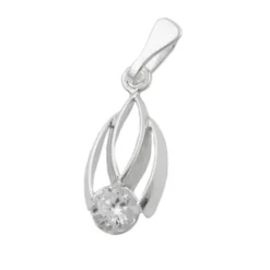 Anhänger 17x8mm Silberanhänger mit Zirkonia weiß 925 Sterlingsilber Damen