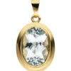 Anhänger 11,6x17,5mm Solitär 585 Gold Gelbgold Aquamarin oval hellblau Damen