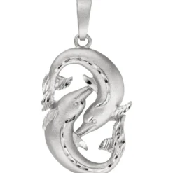 Anhänger 24,5x38,9mm Sternzeichen Fische aus 925 Silber rhodiniert teilmattiert