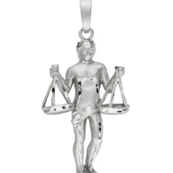 Anhänger 26,3x44,5mm Sternzeichen Waage aus 925 Silber rhodiniert teilmattiert