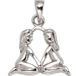 Anhänger 13,4x13,3mm Sternzeichen Zwilling aus 925 Echt Silber glänzend Unisex