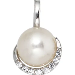 Anhänger 10x17,1mm Süßwasser Zuchtperle & 8 Diamanten 0.1Ct 585 Weißgold