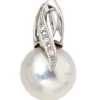 Anhänger 10,2x18mm Süßwasser Zuchtperle & 3 Diamanten 0.01Ct W/SI 585 Weißgold