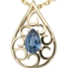 Anhänger 11,3x17,3mm Tropfen mit Safir Saphir balu 585 Gold Gelbgold Damen
