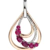 Anhänger 17,5x21,8mm Tropfen 6 Rubinen & 13 Diamanten 0.05Ct weiß 585 Rotgold