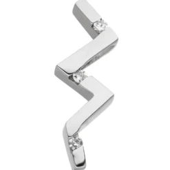 Anhänger 8x23,4mm Zickzack aus 925 Silber 3 Diamanten 0,06 Ct glänzend