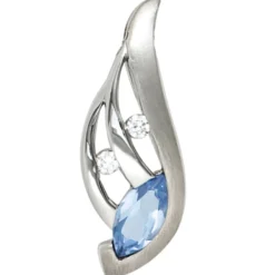 Anhänger 9,1x23,8mm Zirkonia blau & weiß 925 Silber rhodiniert Halsschmuck Damen