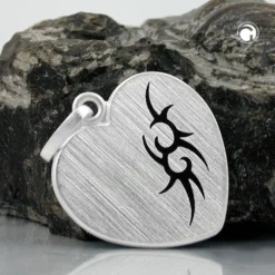 Anhänger 23x22x1,3mm Herz mit Tribal schwarz echtes 925 Silber Damen