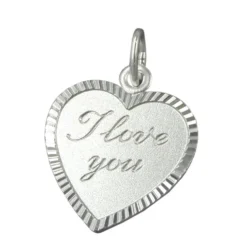 Anhänger 20x17x1mm Silberanhänger Herz I love you echtes 925 Silber Damen