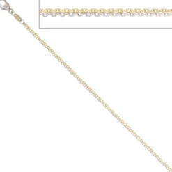 Ankerkette Kette Halskette aus 585 Gold, Gelbgold & Weißgold, 45cm