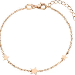 Armband Armkette mit 3 Anhängern Sterne aus 925 Silber rotgold vergoldet 16-19cm