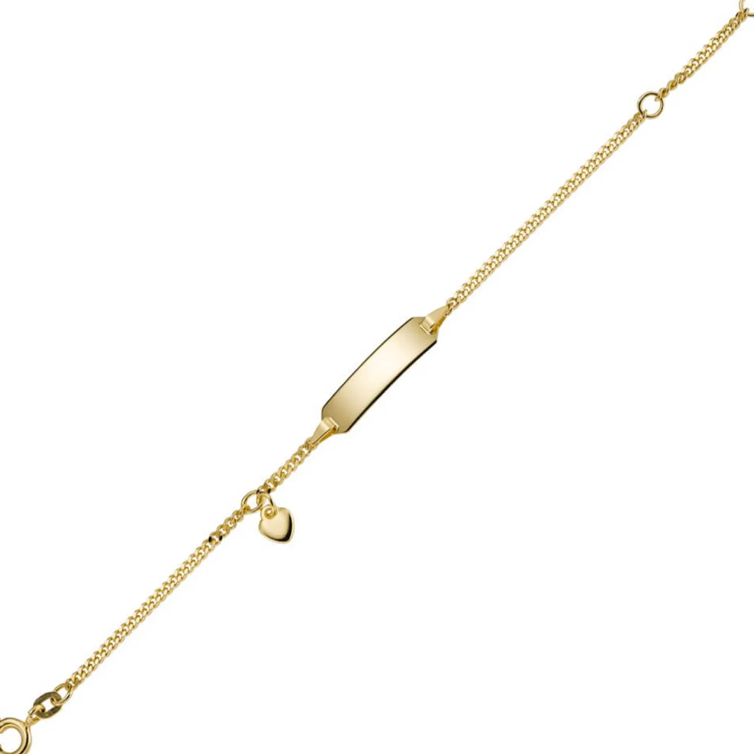 Armband Armkette mit Herz 585 Gold Gelbgold 16cm Identbändchen für Kinder
