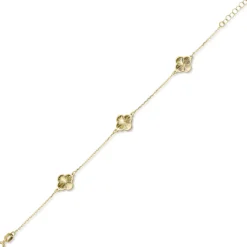 Armband Armkette mit 3 Kleeblatt-Blumen aus 585 Gold Gelbgold diamantiert 20cm