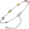 Armband Armkette mit 7 Zirkonia bunt 925 Silber rhodiniert 15-19,5cm