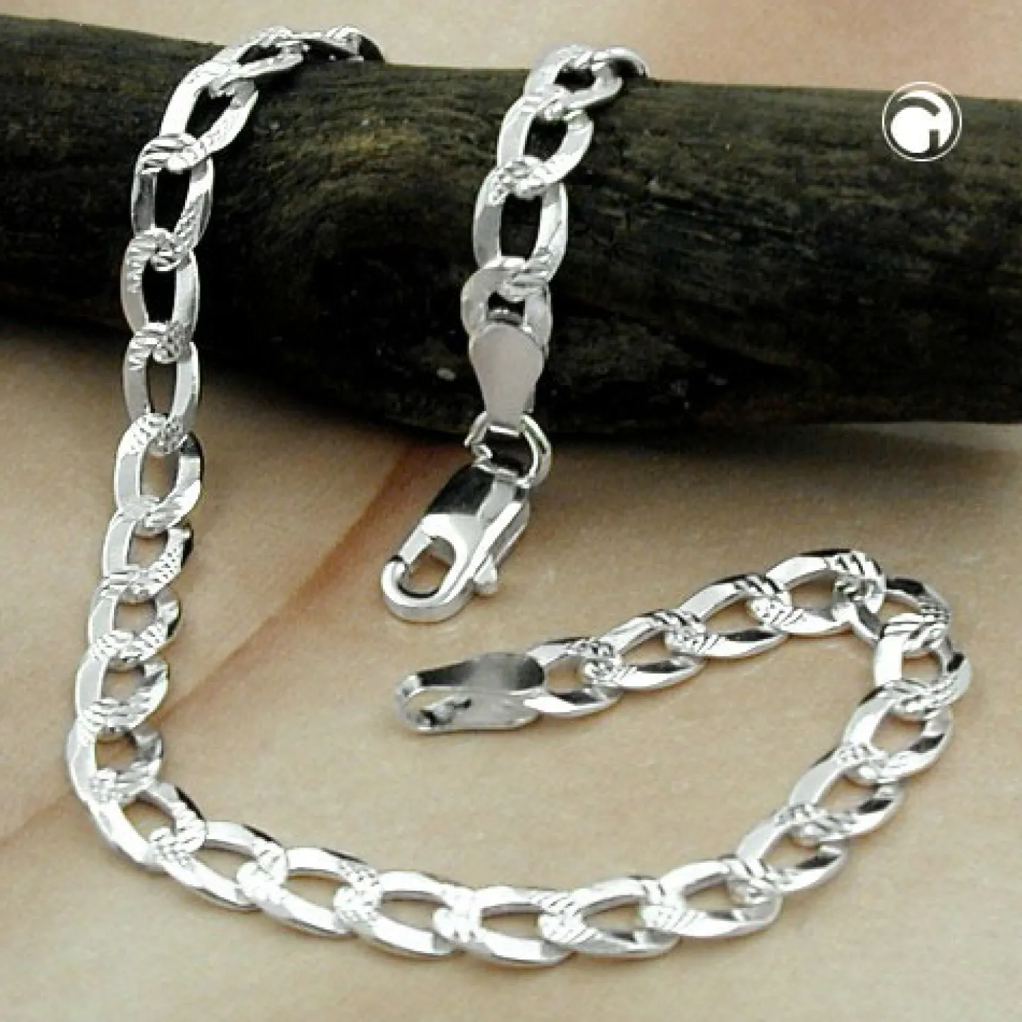 Armband Armkette Panzerarmband flach Muster 925 Silber 19cm Silberarmband