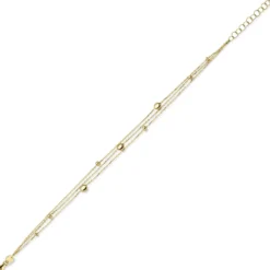 Armband Armkette 3-reihig mit Elementen 585 Gold Gelbgold 21cm