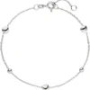 Armband Armkette Rundankerkette mit Kugeln & Herzen 925 Silber rhodiniert 17-19cm
