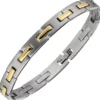 Armband Armreif aus Edelstahl bicolor teilmattiert Armschmuck 21cm schlicht flach