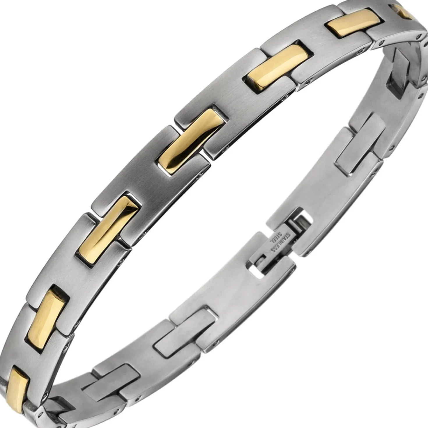 Armband Armreif aus Edelstahl bicolor teilmattiert Armschmuck 21cm schlicht flach