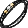 Armband Armschmuck Nappa-Leder schwarz mit Edelstahl & Zirkonia Lederarmband
