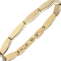 Armband aus Edelstahl gold-farben beschichtet flach teilmattiert 21cm Armschmuck