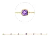 Armband aus 750 Gelbgold 5 Amethyste 1,85ct lila 4 Brillanten 0,06ct TW-SI L:19cm